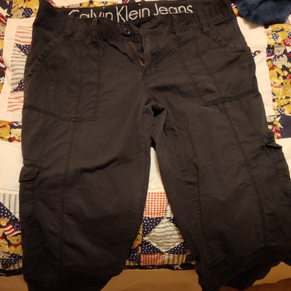 Calvin Klein Black Cargo Capris